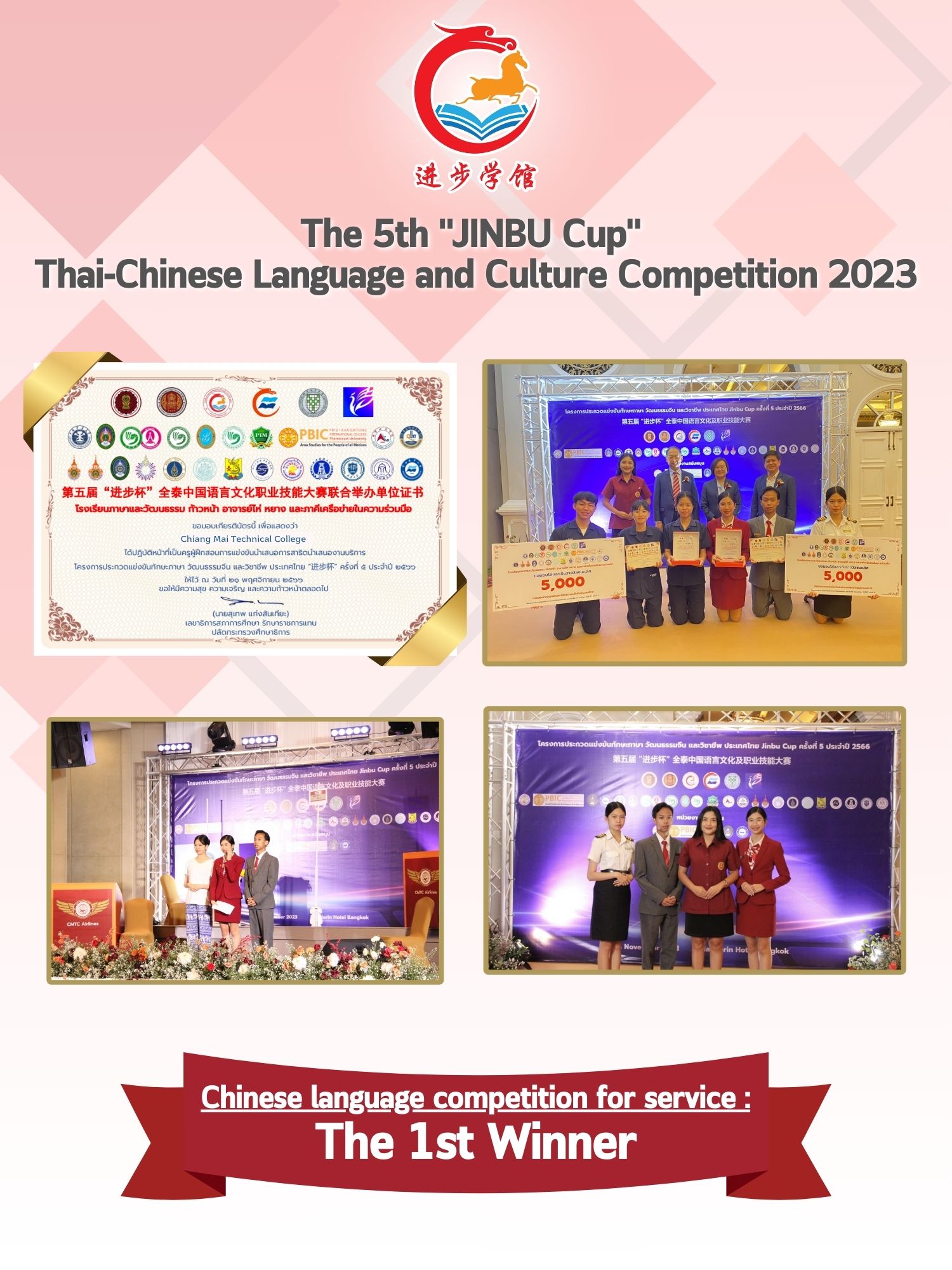 The 5th “JINBU Cup” Thai-Chinese Language and Culture Competition 2023 Chinese language competition for service : The 1st Winner