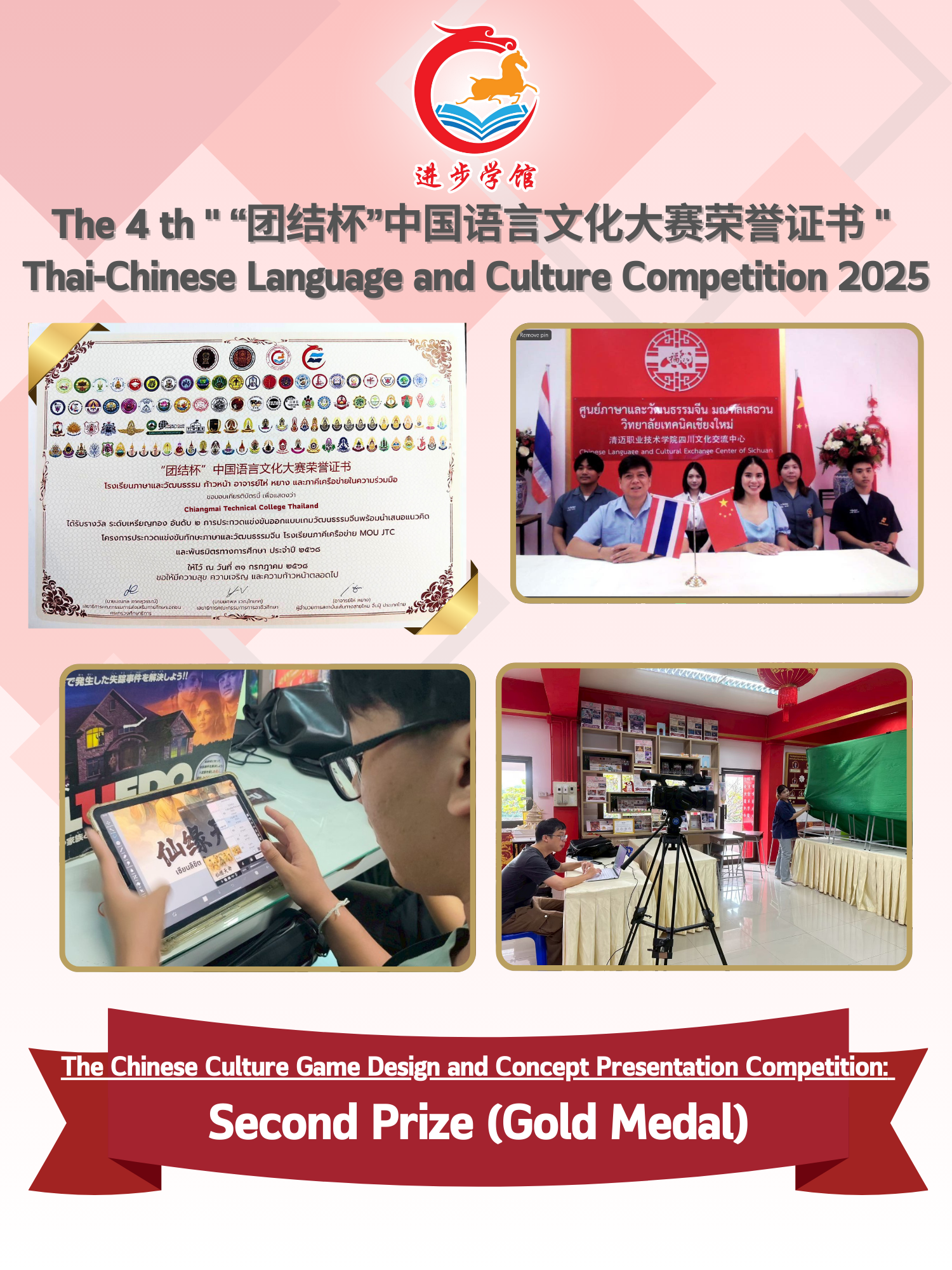The 4 th ” “团结杯”中国语言文化大赛荣誉证书”Thai-Chinese Language and Culture Competition 2025